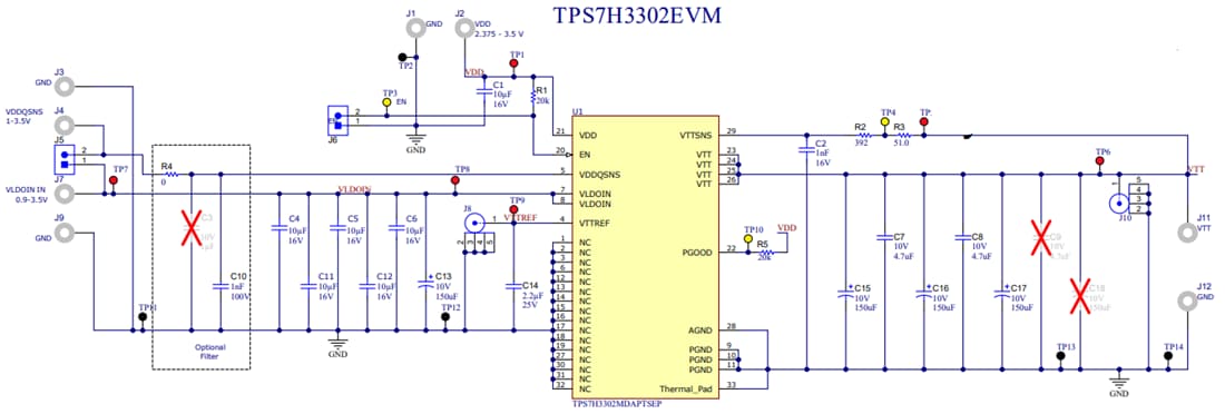 Schéma - Texas Instruments Module d'évaluation TPS7H3302EVM
